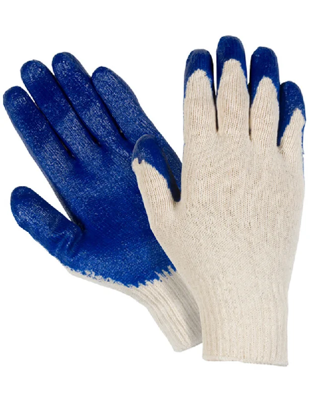 light metalworking gloves -  Poly/Cotton Economy Blue Latex Palm Coated Gloves - TAGGED