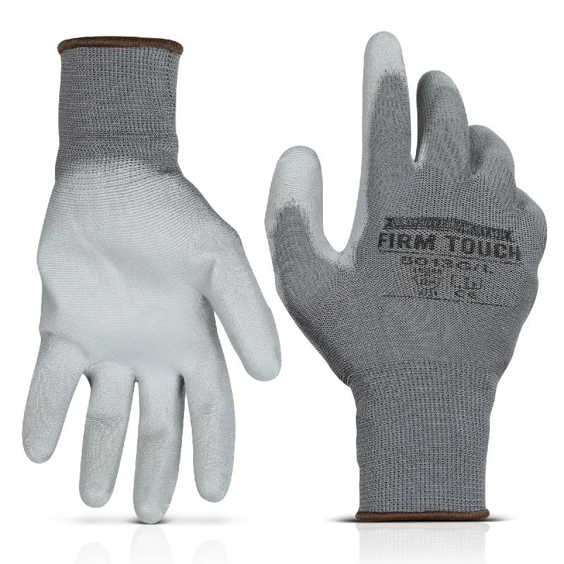 durable glass gloves -  Polyurethane Coated Work Gloves - Gray - 1 Pair