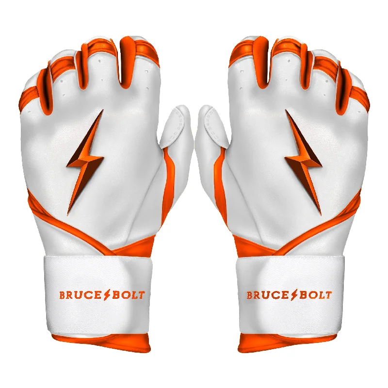 light groom gloves -  PREMIUM PRO CHROME Series Long Cuff Batting Gloves | ORANGE