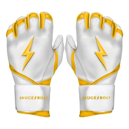 light crochet gloves -  PREMIUM PRO CHROME Series Long Cuff Batting Gloves | YELLOW