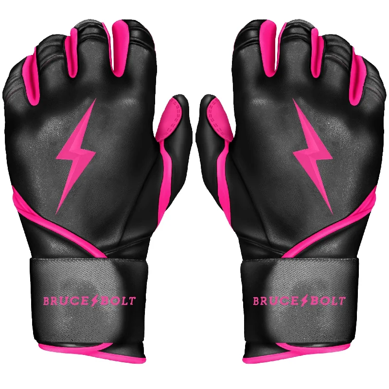 light dance gloves -  PREMIUM PRO Creator Series Long Cuff Batting Gloves | BLACK w/ HOT PINK