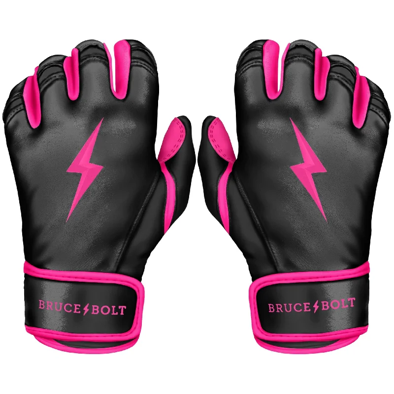 soft dance gloves -  PREMIUM PRO Creator Series Short Cuff Batting Gloves | BLACK w/ HOT PINK