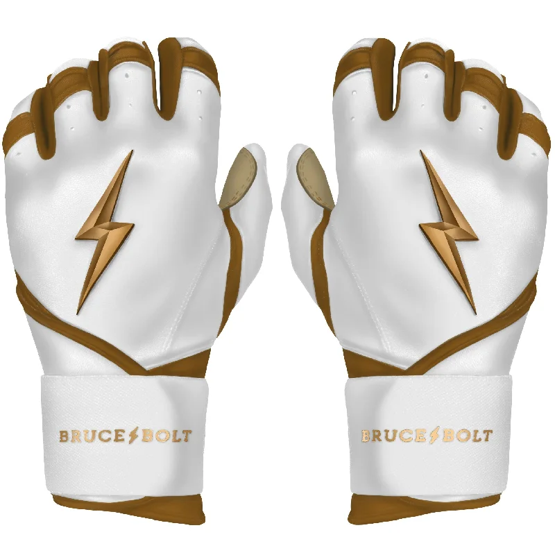 non-slip wedding gloves -  PREMIUM PRO GOLD Series Long Cuff Batting Gloves - Gold WHITE