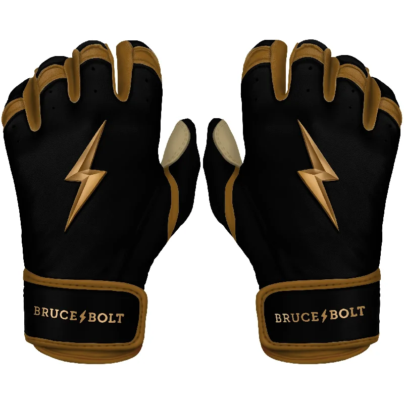 breathable groom gloves -  PREMIUM PRO GOLD SERIES Short Cuff Batting Gloves - Gold BLACK