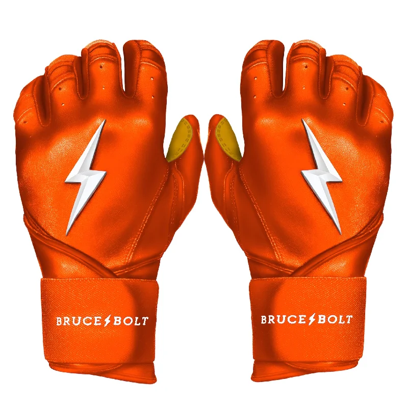 non-slip embroidery gloves -  PREMIUM PRO Long Cuff Batting Gloves | ORANGE