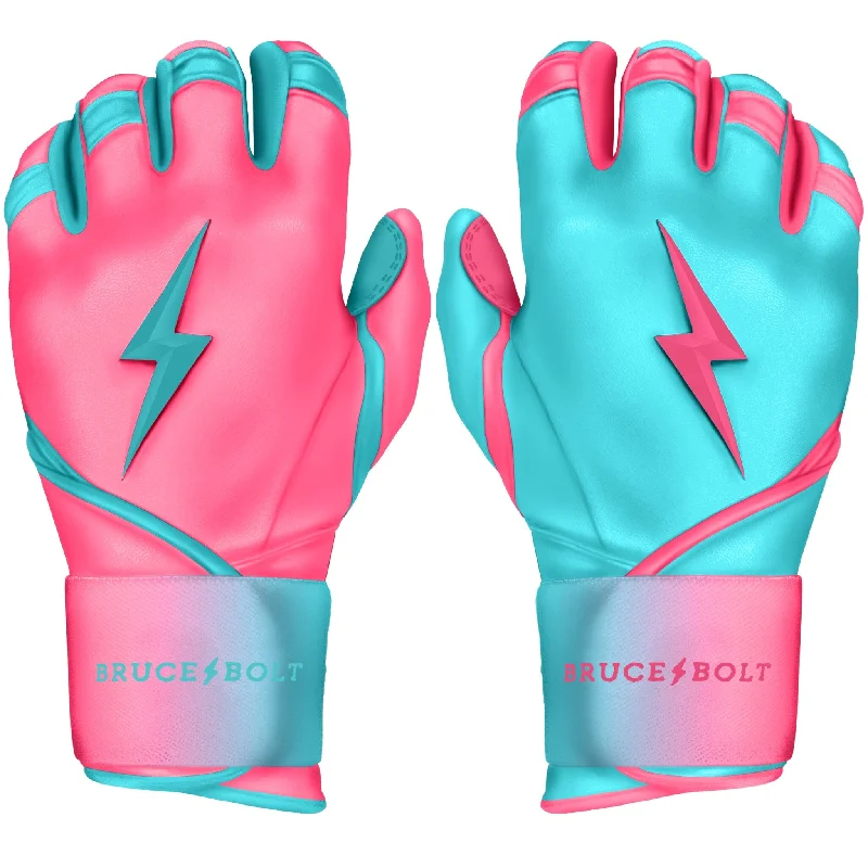 breathable video gloves -  PREMIUM PRO CLARK Series Long Cuff Batting Gloves | PINK/TEAL