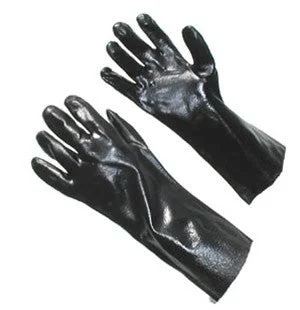 light groom gloves -  12" Smooth PVC Coated Black Gauntlet Cuff Gloves