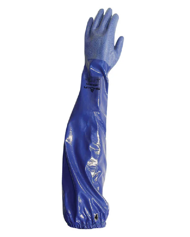 breathable drawing gloves -  (12 Pairs) Showa's Best Atlas NSK 26 Nitrile Coated 26" Long Blue Chemical Resistant Gloves