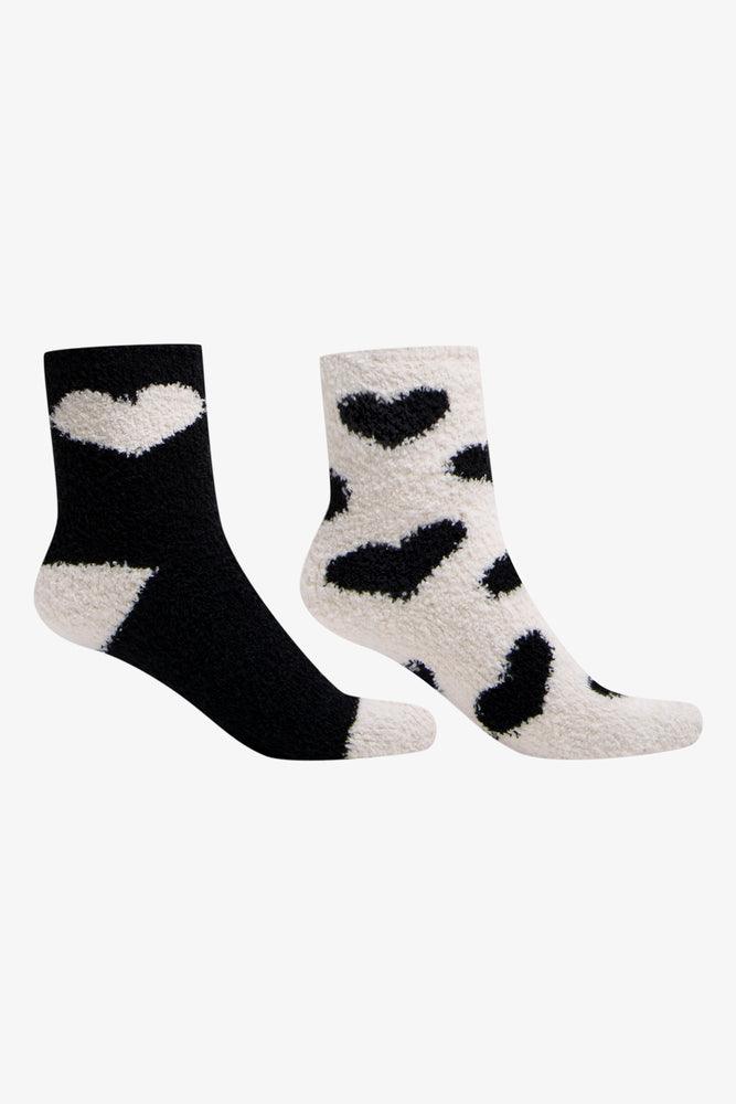 sock drying vintage -  2 Pack Heart Chunky Socks Black