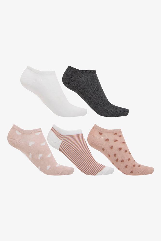 sock coupons vintage -  5 Pack Heart Low Cut Socks Light Pink