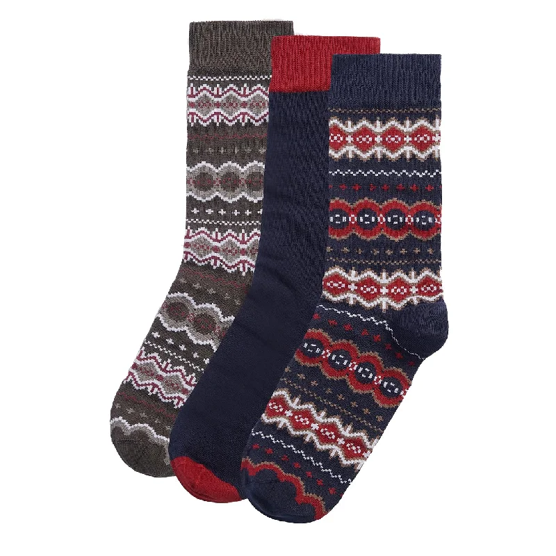 sock delivery minimalist -  Barbour Fairisle Sock Gift Box Cranberry / Classic Black Slate Mix