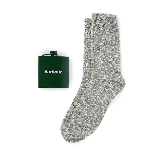 sock packaging minimalist -  Barbour Hip Flask and Sock Gift Set Green