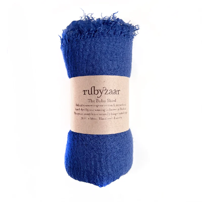 sock washing organic -  Rubyzaar - Boho Scarf - Royal Blue