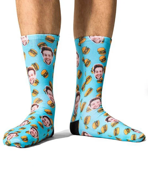 sock features bold -  Burger Face Socks