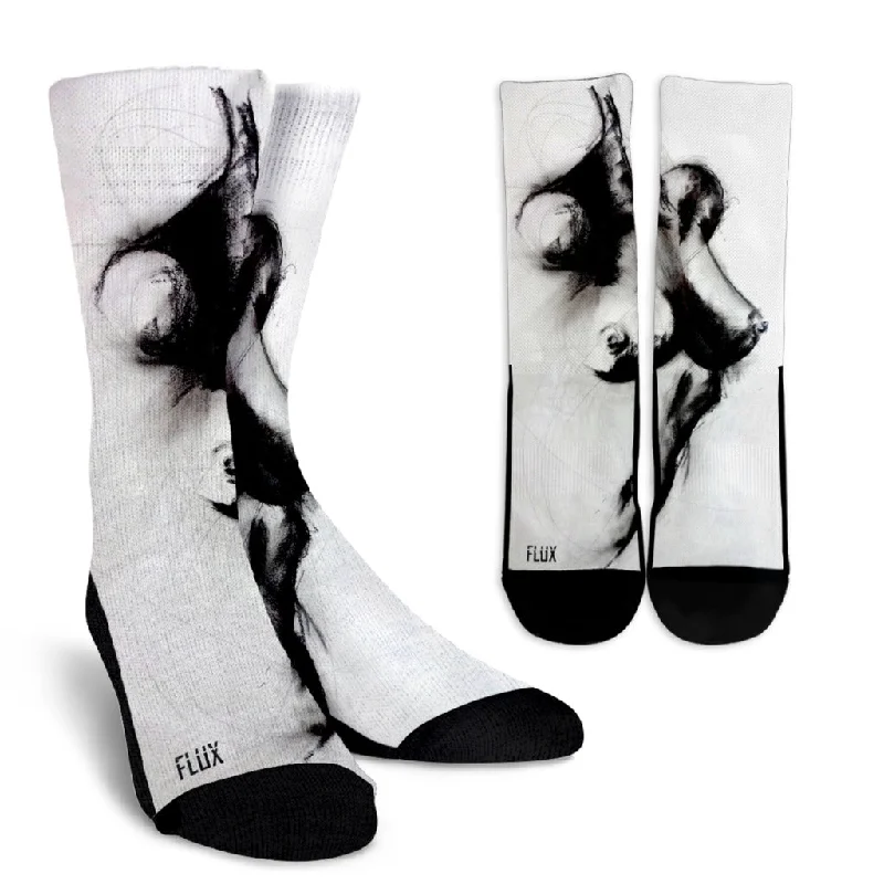 sock features minimalist -  Charcoal Nude