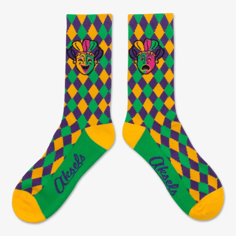 sock collections vintage -  Checkered Mardi Gras Socks