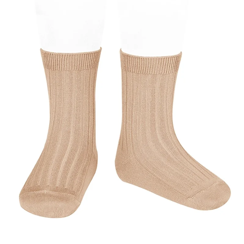 sock quality minimalist -  Cóndor Socks Basic Rib Nougat