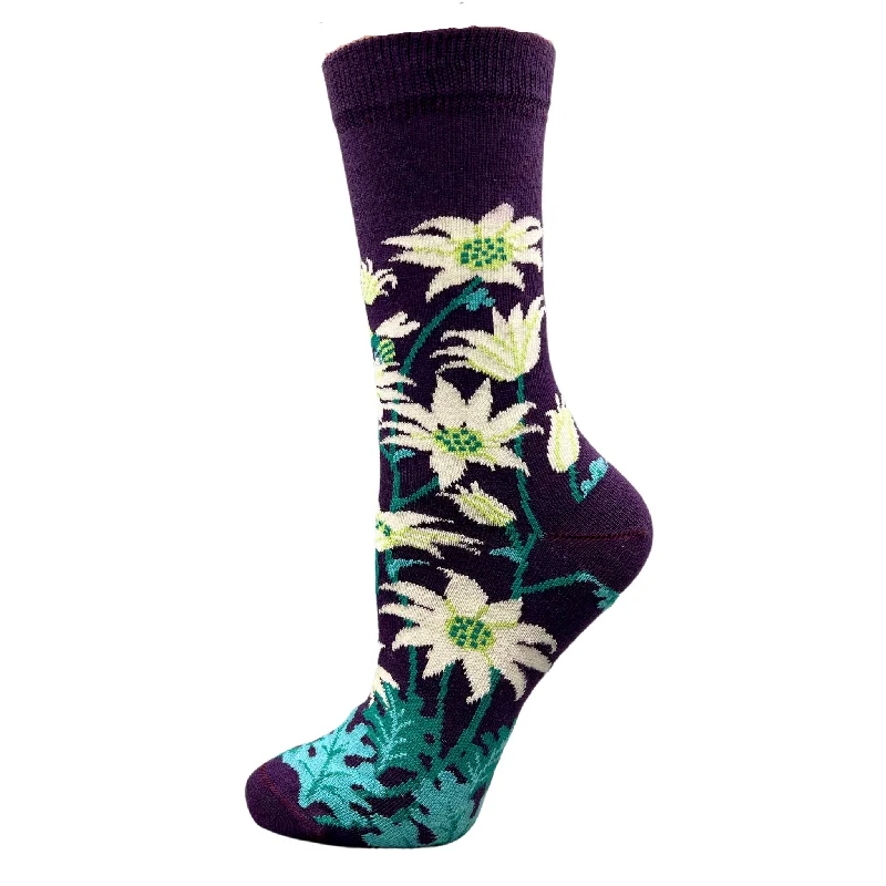 sock reviews organic -  Flannel Flower Women's Crew Socks - Australian Botanical Range