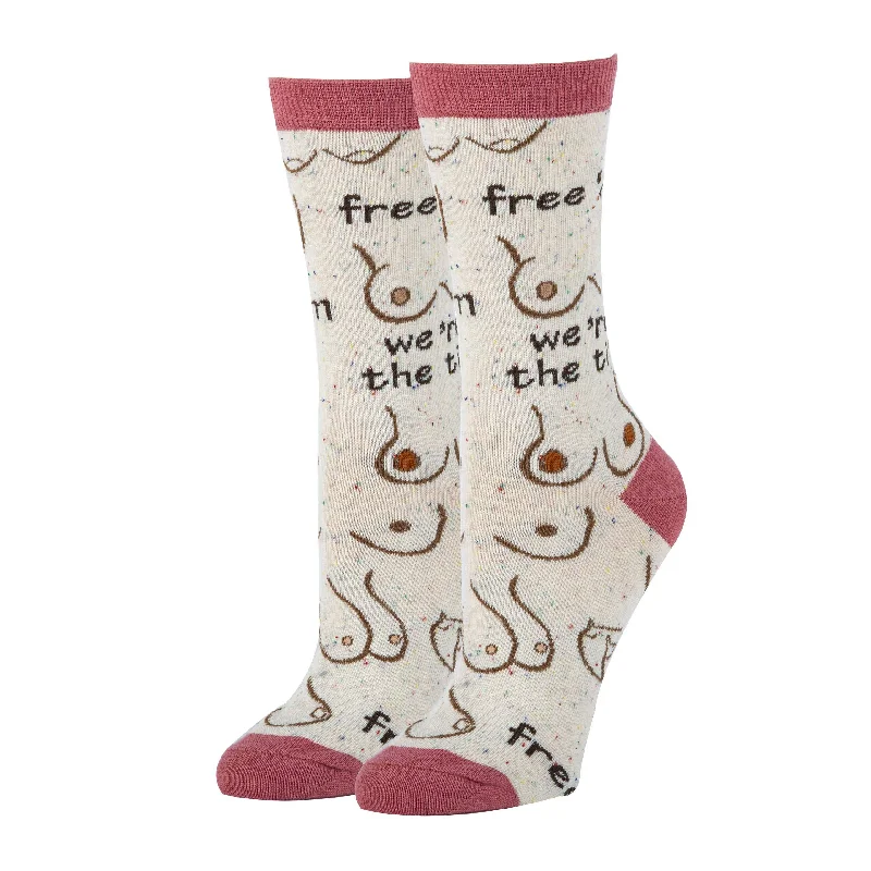 sock inventory bold -  Oooh Yeah!/Free 'em | Women's Funny Saying Cotton Crew Socks