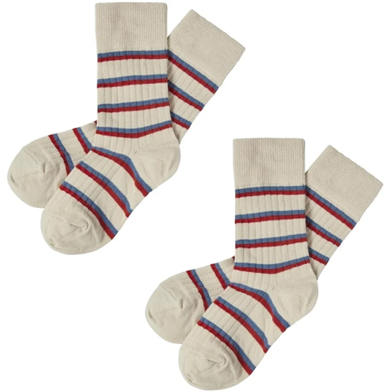 sock shipping minimalist -  FUB Crimson Red/Azure 2-pack Thin Striped Socks