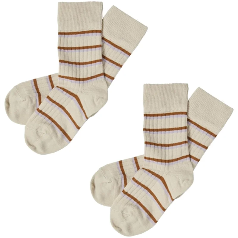 sock returns minimalist -  FUB Heather/Rust 2-pack Thin Striped Socks