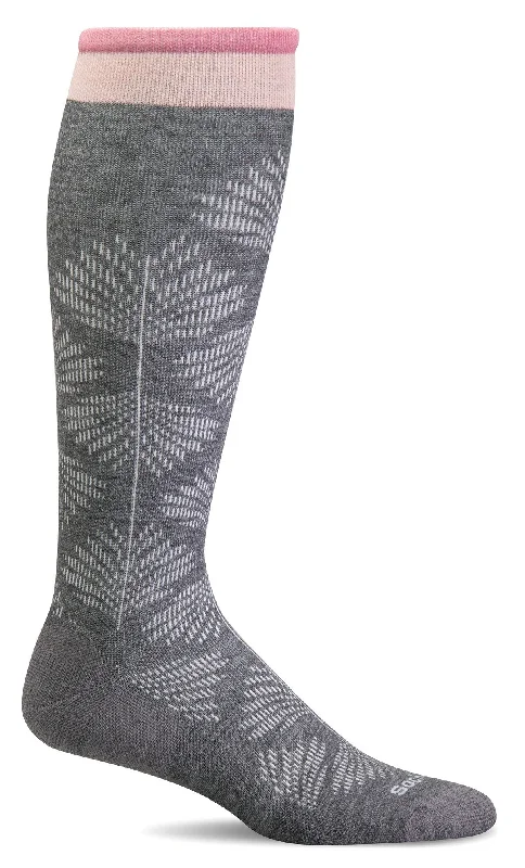 sock sales minimalist -  Full Floral Women's Bamboo/Merino Moderate Graduated Compression Socks in Charcoal- Wide Calf Fit