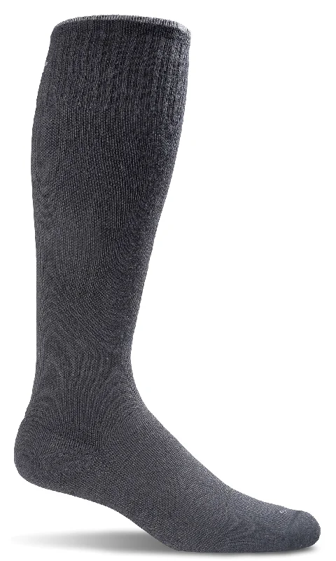 sock offers minimalist -  Full Floral Women's Bamboo/Merino Moderate Graduated Compression Socks in Black- Wide Calf Fit