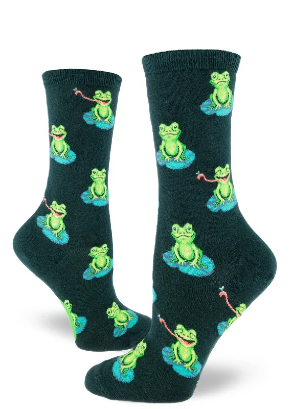 sock features minimalist -  Funny Frogs Women's Crew Sock