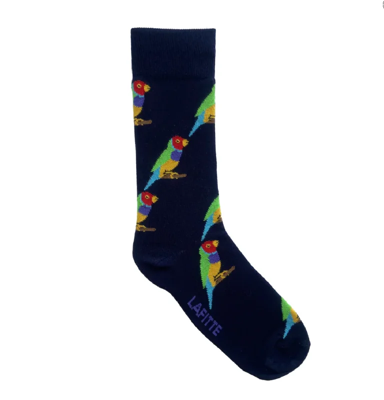 sock singles vintage -  Gouldian Finch Bamboo Crew Socks in Navy