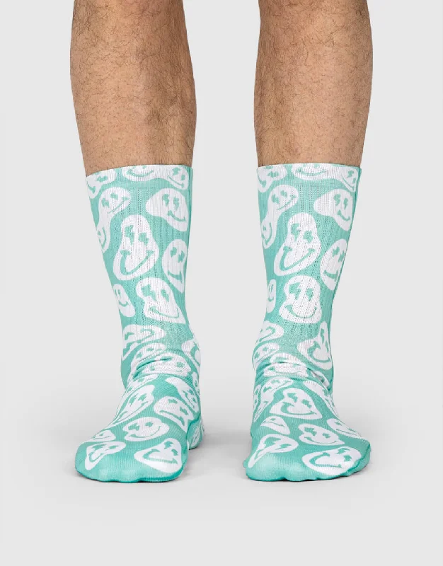 sock comfort minimalist -  Green Smiley Socks