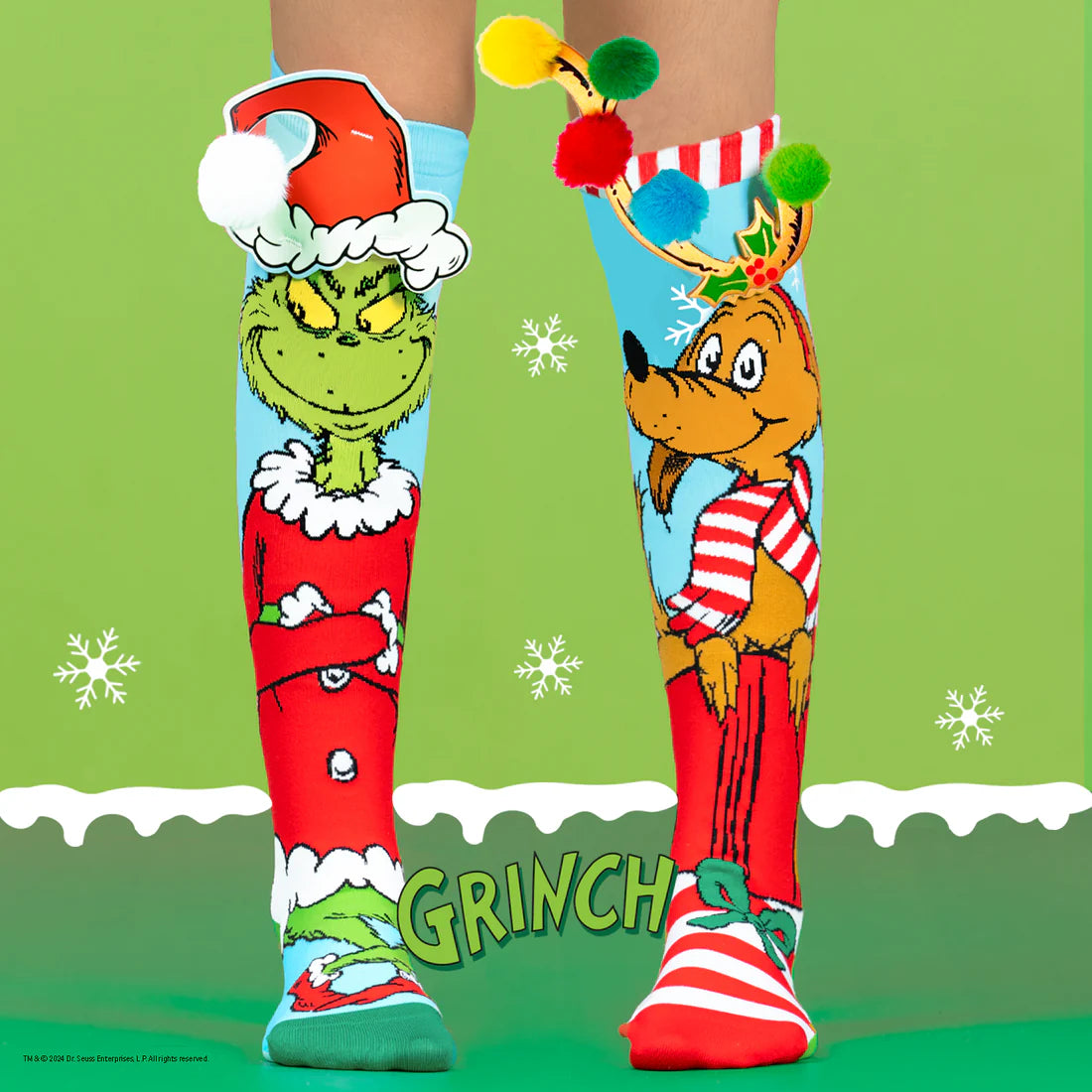 sock deals minimalist -  Grinch and Max Knee High Christmas Socks