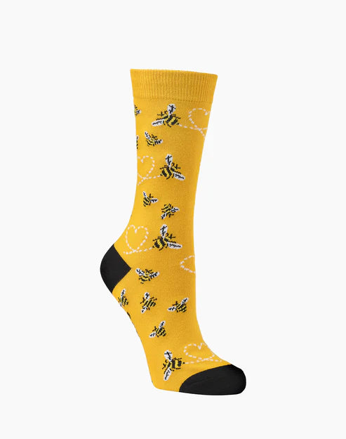 sock returns bold -  Heart Bees Women's Bamboo Crew Socks