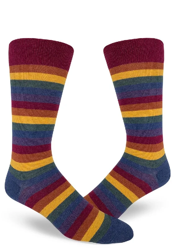 sock exchanges bold -  Heather Rainbow Striped Men's Crew Socks