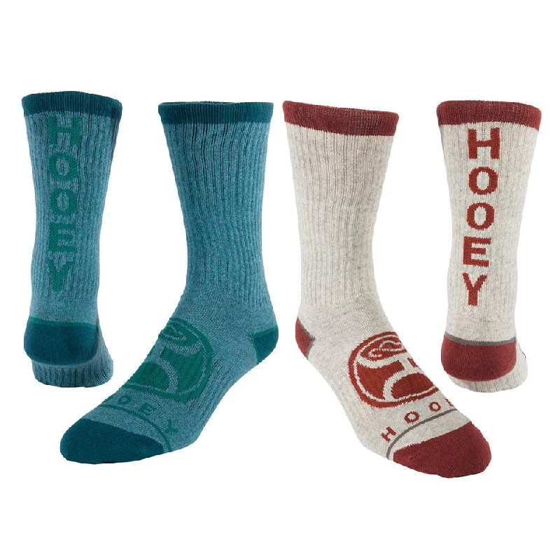 sock materials minimalist -  Hooey Athletic Crew 2-Pack -Teal/Gray Socks