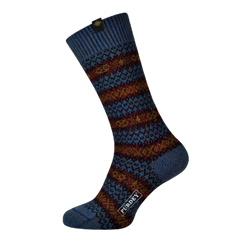 sock stock vintage -  James Purdey Short Pattern Sock Petrol Blue