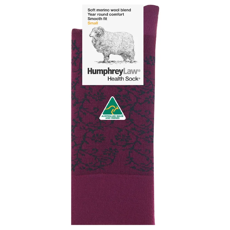 sock discounts bold -  Jasmine on Berry Merino Wool Women's Crew Socks - Aussie Made