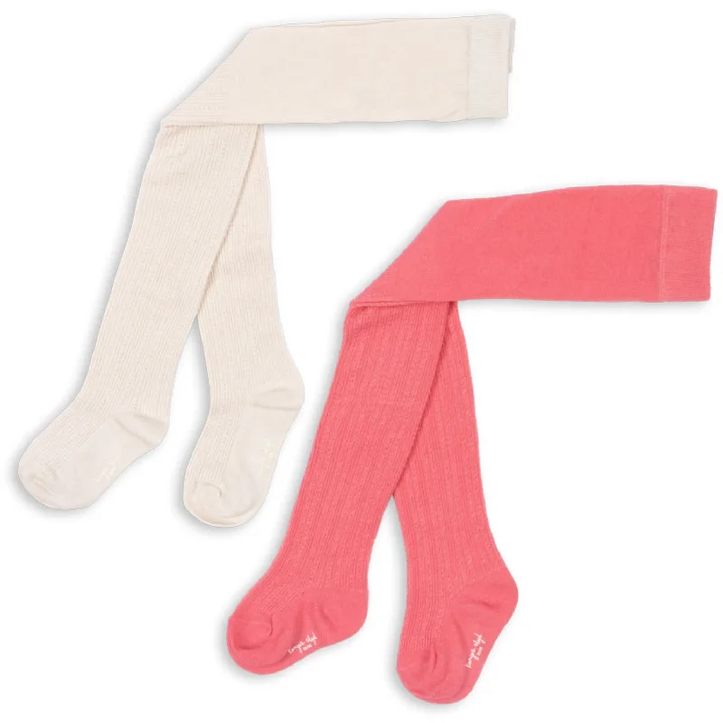 sock sizes minimalist -  Konges Sløjd Beige/Rose 2 Pack Pointelle Tights