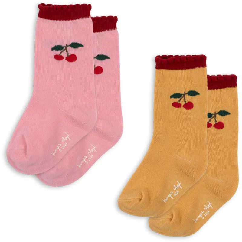 sock shipping organic -  Konges Sløjd Cherry 2 Pack Jaquard Frill Socks