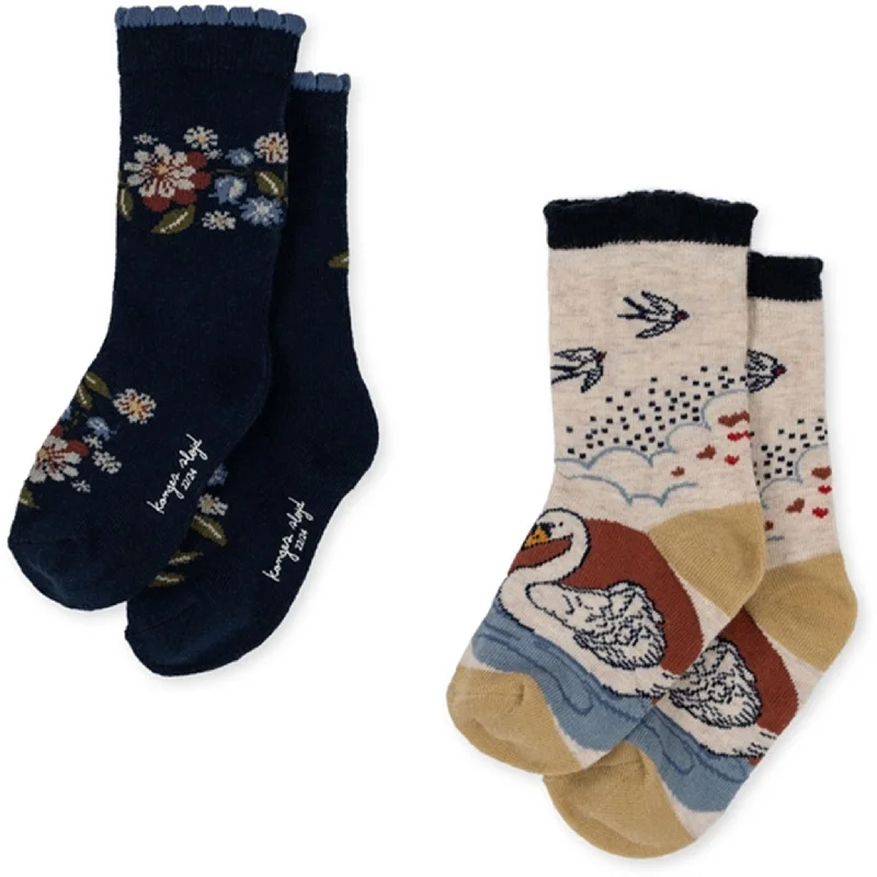 sock prices organic -  Konges Sløjd Jacquard Flowers Socks 2-Pack Flower