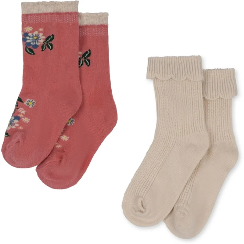 sock sets organic -  Konges Sløjd Jacquard Pointelle Socks 2-Pack Pink