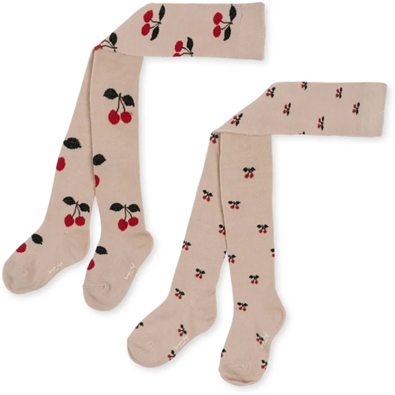 sock collections bold -  Konges Sløjd Jacquard Tights 2-Pack Big Cherry/Cherry