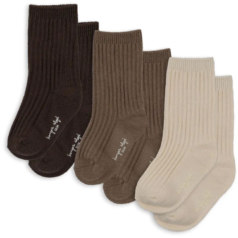 sock reviews bold -  Konges Sløjd Sand/Hazel/Shitake 3 Pack Rib Socks