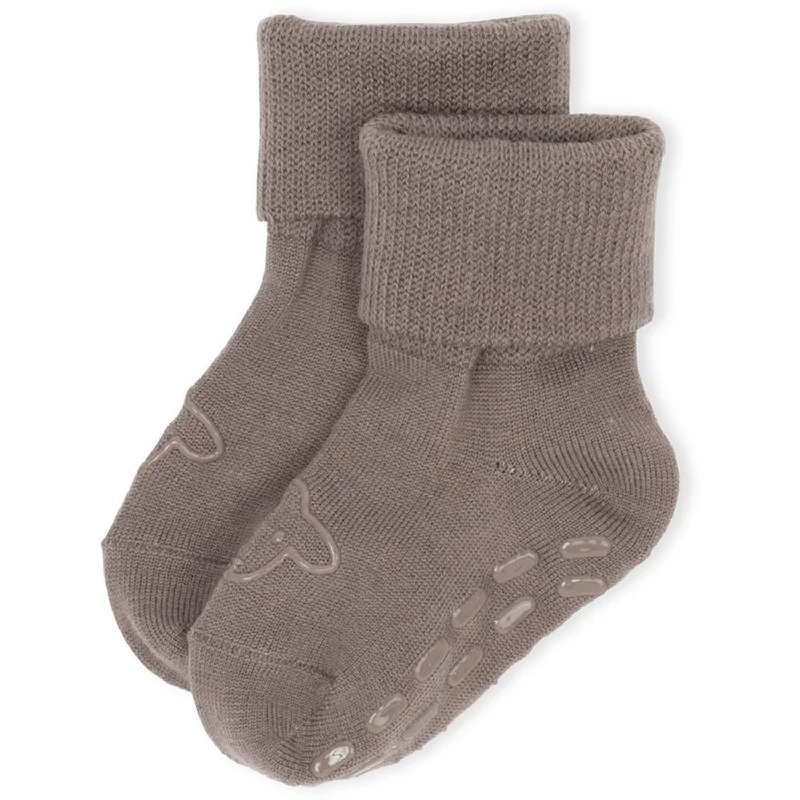 sock materials organic -  Lillelam Brown Wool Socks Anti Slip