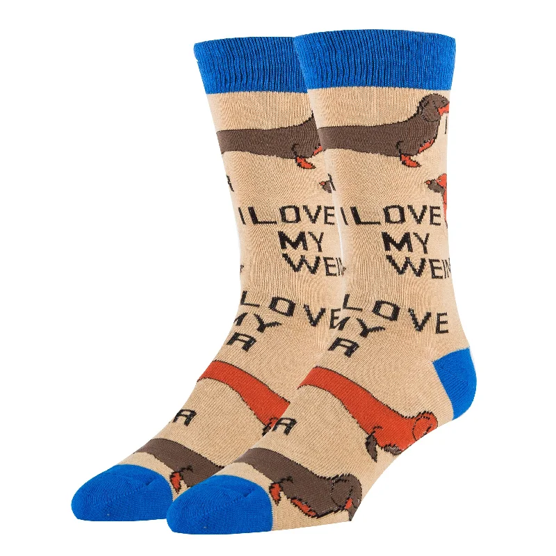 sock storage minimalist -  Oooh Yeah!/Love My Weiner | Men's Cotton Crew Funny Socks