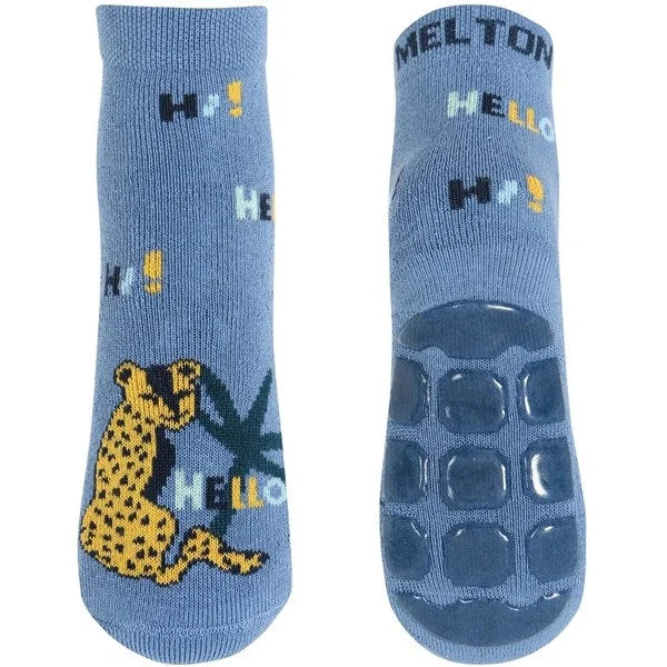 sock colors vintage -  MELTON Leopard Anti-Slip Socks Denim Blue