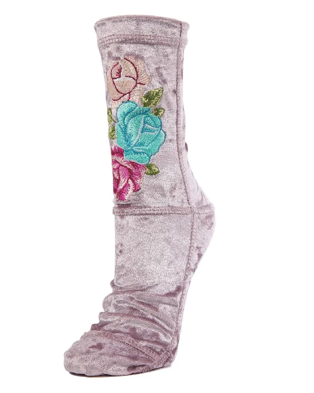 sock bundles organic -  MeMoi Floral Crushed Velvet Crew Socks