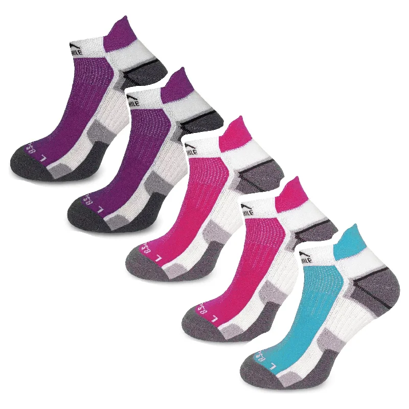 sock trends bold -  More Mile Miami Running Socks 5 Pack - Multi