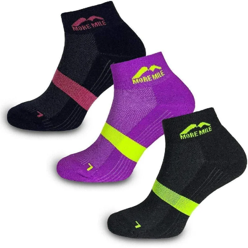 sock designs vintage -  More Mile Preventer Double Layer (3 Pack) Womens Running Socks - Multi