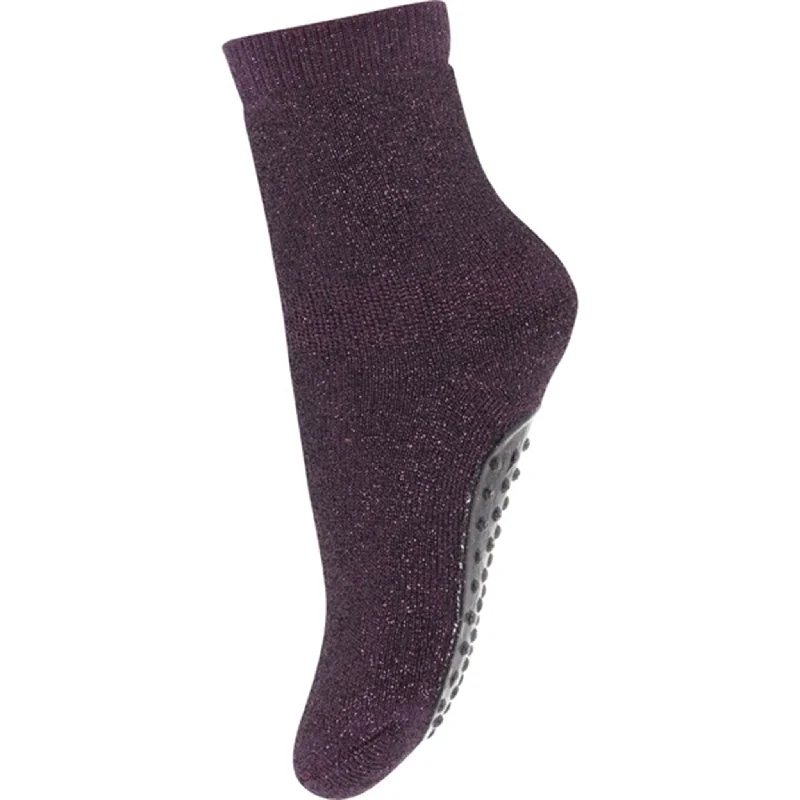 sock durability minimalist -  MP 79208 Celina Socks With Anti-Slip 2001 Metallic Glitter Dark Purple