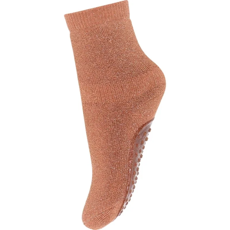 sock sales minimalist -  MP 79208 Celina Socks With Anti-Slip 2315 Metallic Glitter Copper Brown